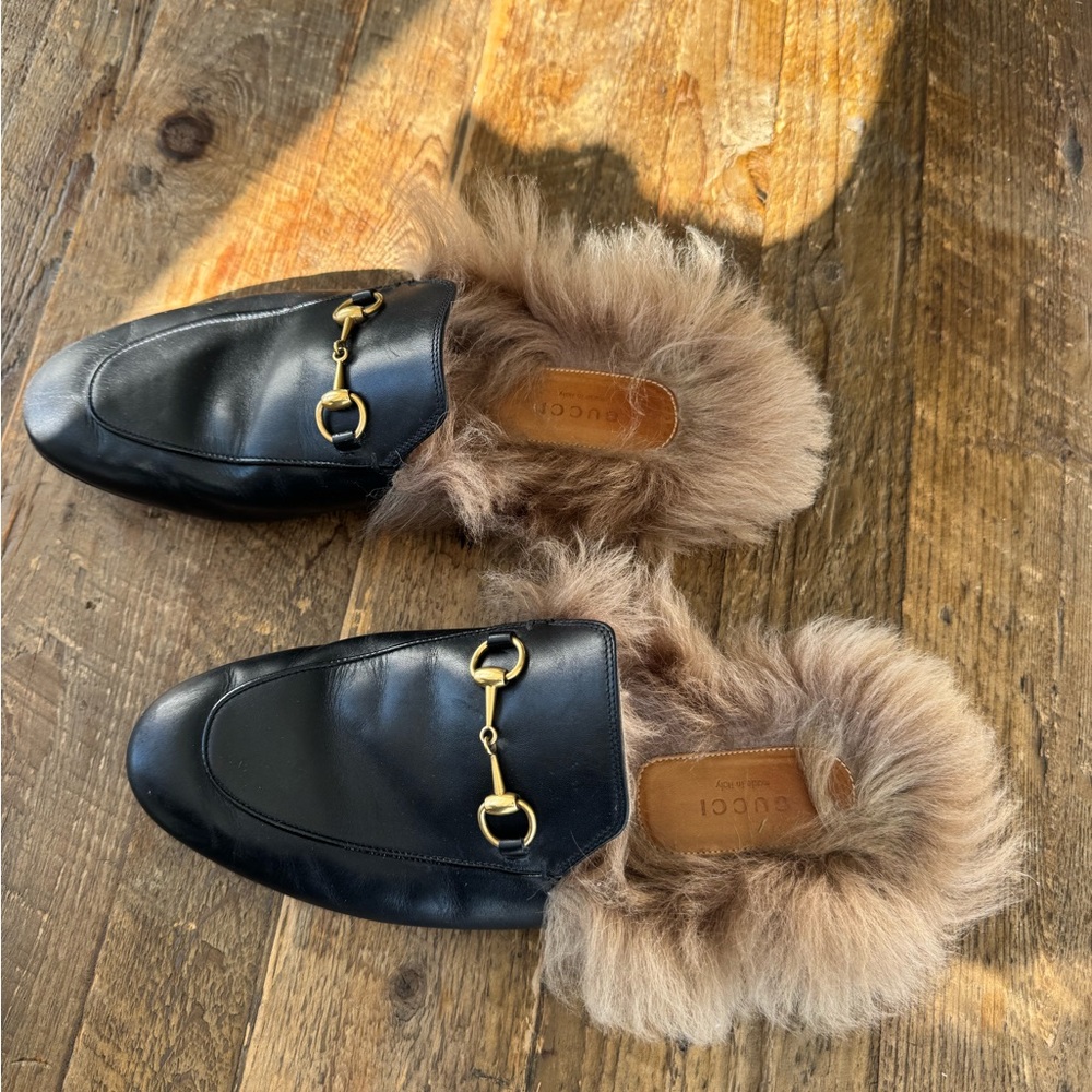 Gucci fur lined Princeton slipper 39